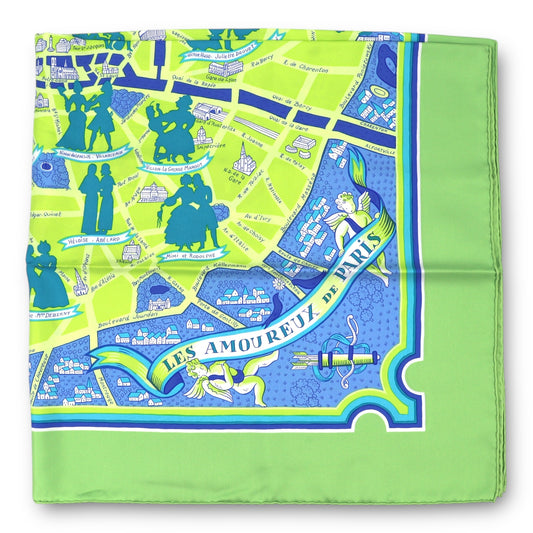 Hermès Carré "Les amoureux de Paris" grün
