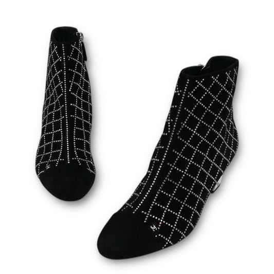 Chanel Stiefeletten schwarz mit Strass Gr. 37.5