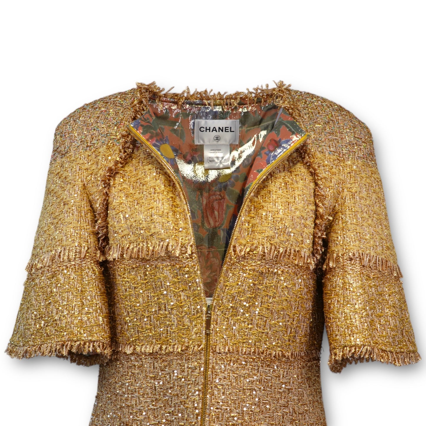 Chanel Jacke Tweed gold Gr. 42