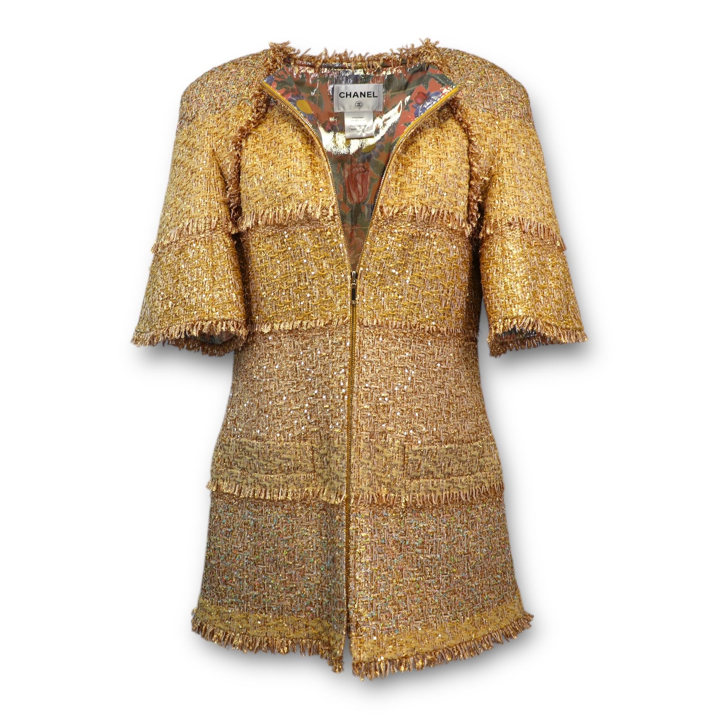 Chanel Jacke Tweed gold Gr. 42