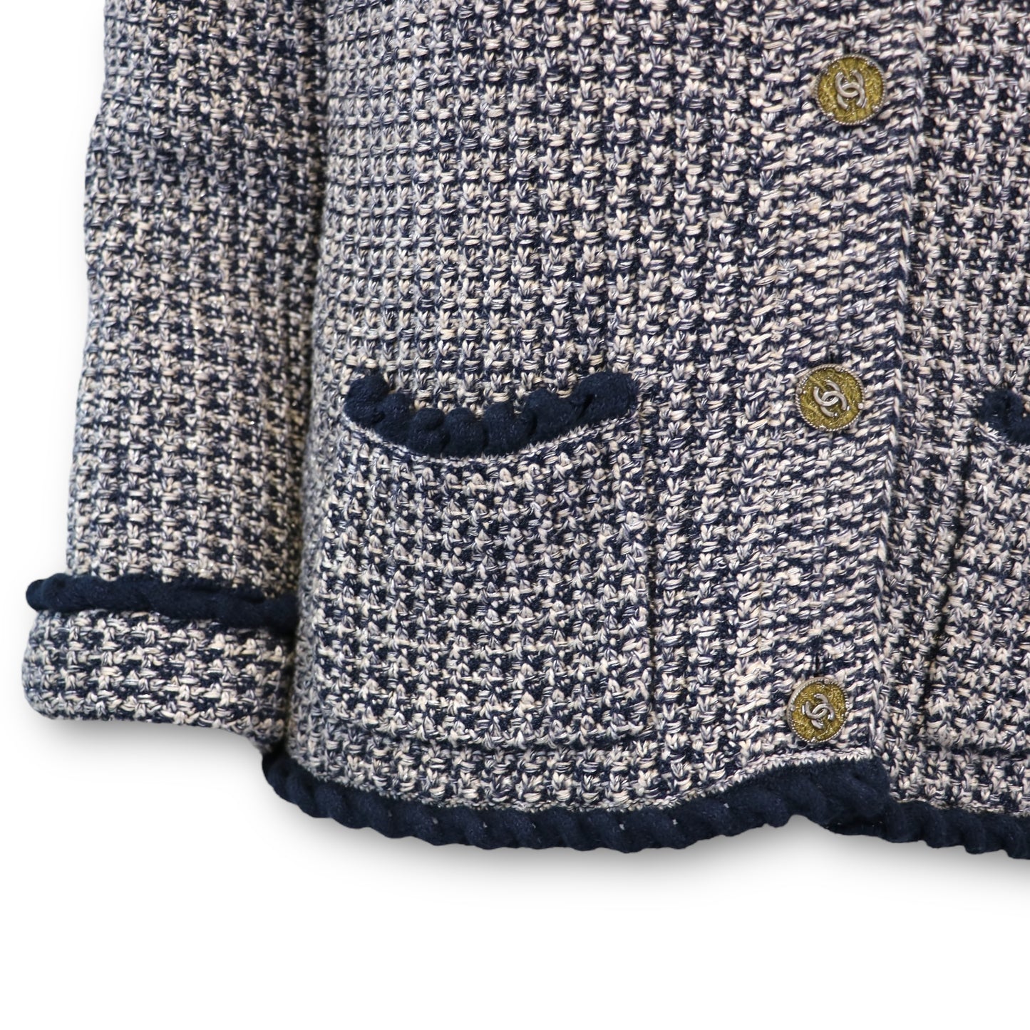 Chanel Cardigan weiss/marine Gr. 38