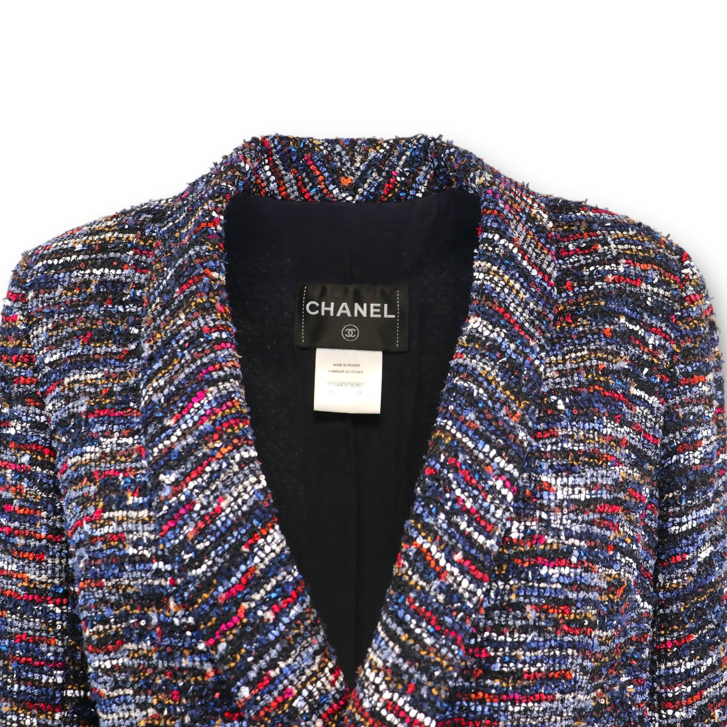 Chanel Jacke Tweed marine Gr. 42