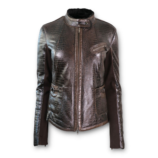 Emporio Armani Lammlederjacke braun Gr. 36