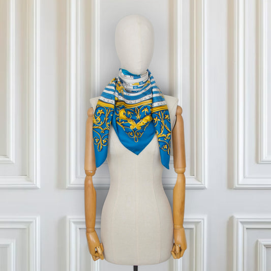 Hermès Carré "Dies et Hore" blau