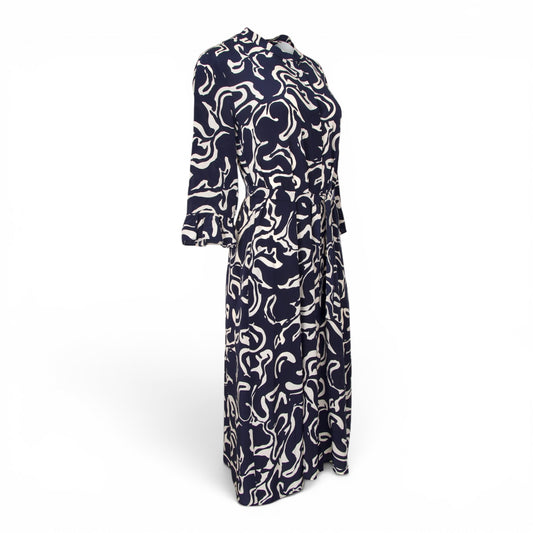 S'Max Mara Kleid Seide marine gemustert Gr. 38
