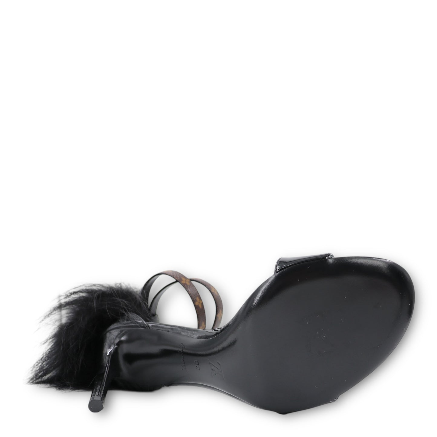 Louis Vuitton Call back Sandalen mit Pelz schwarz Gr. 38