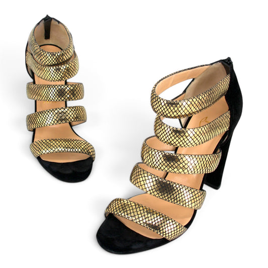 Christian Louboutin Sandalen schwarz/gold Gr. 40