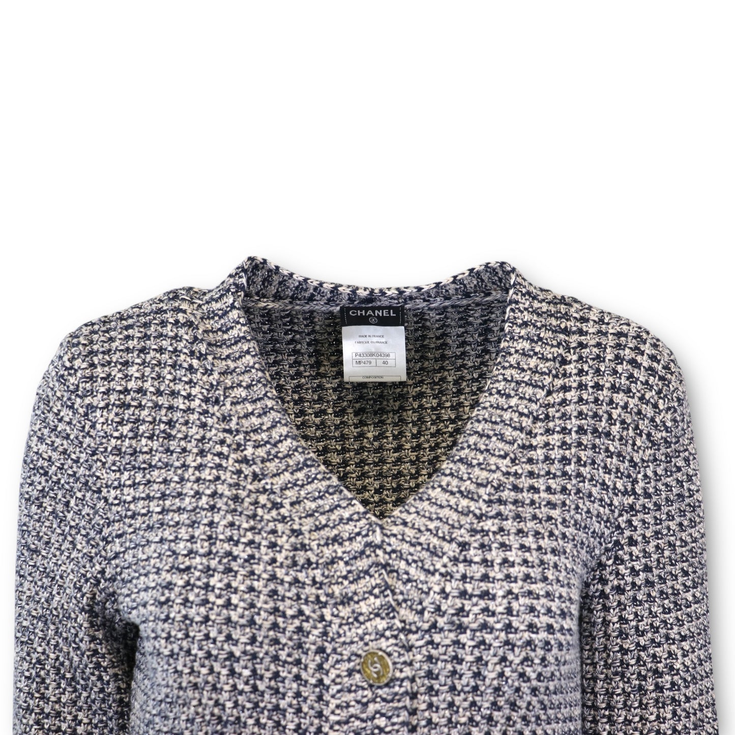 Chanel Cardigan weiss/marine Gr. 38