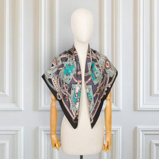 Hermès Carré "Dame de coeur à vous l'honneur" schwarz