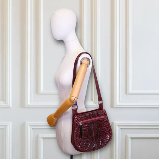 Gianni Versace Schultertasche Python bordeaux