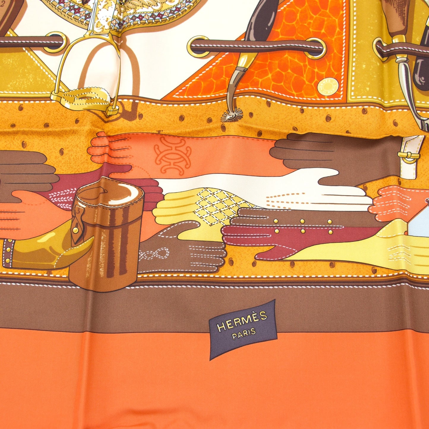 Hermès Carré "Tout cuir" orange