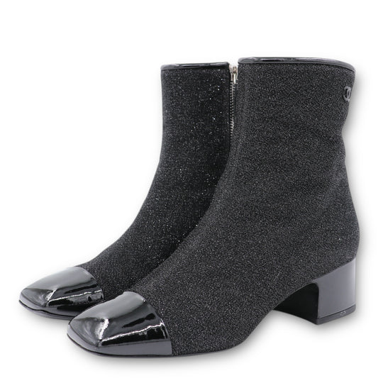 Chanel Stiefeletten schwarz glitzer Gr. 37.5