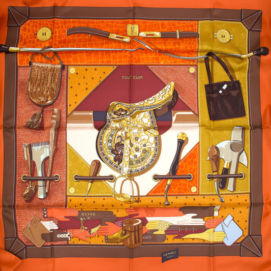 Hermès Carré "Tout cuir" orange