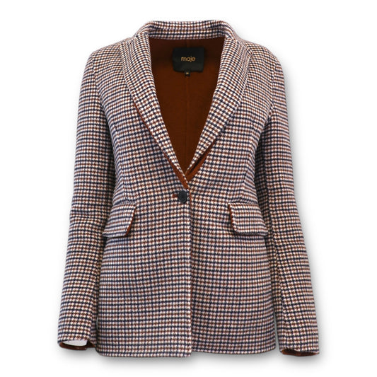 Maje Wollblazer braun kariert Gr. 34