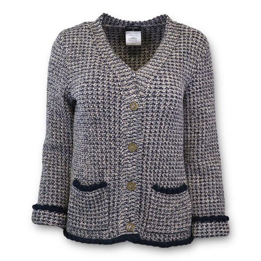 Chanel Cardigan weiss/marine Gr. 38