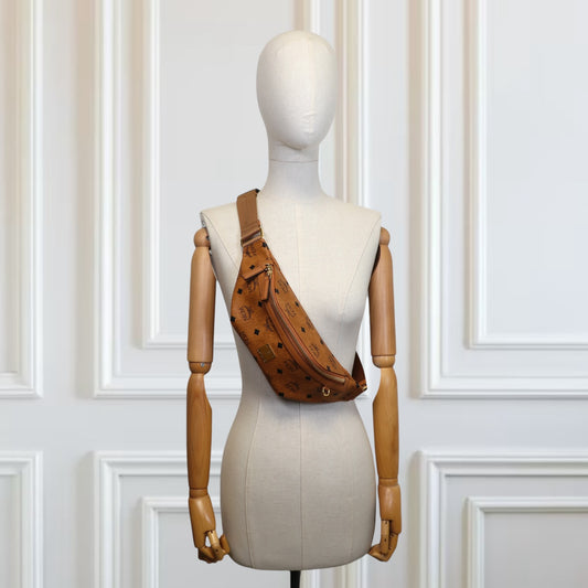 MCM Fursten Gürteltasche Visetos Cognac