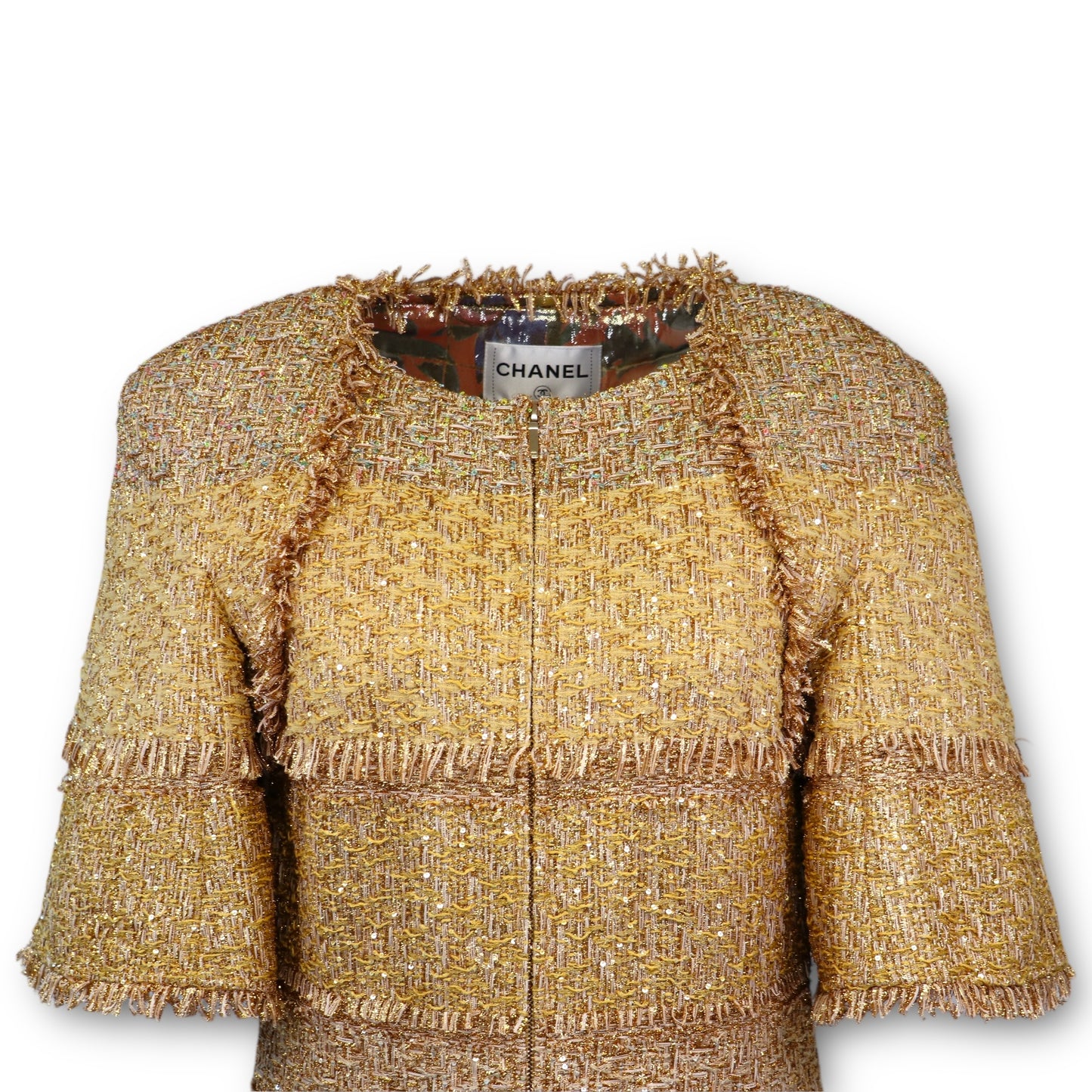 Chanel Jacke Tweed gold Gr. 42