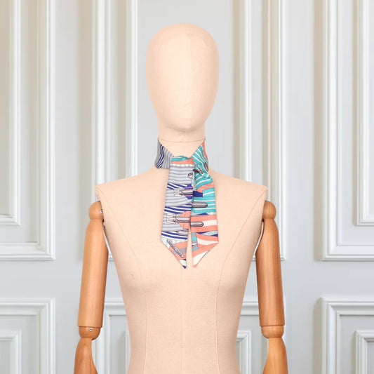 Hermès Twilly "Sangles" blau/lachs