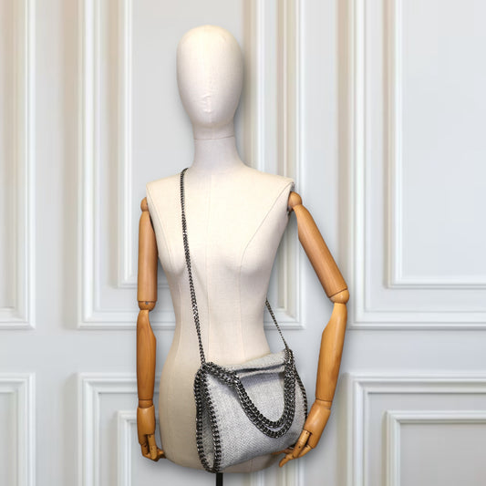 Stella McCartney Falabella Woven Raffia grau