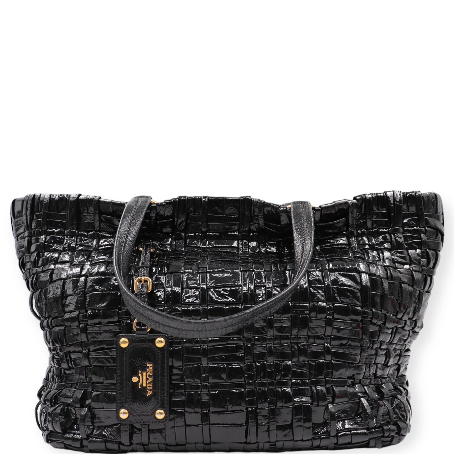 Prada Shopper geflochten schwarz