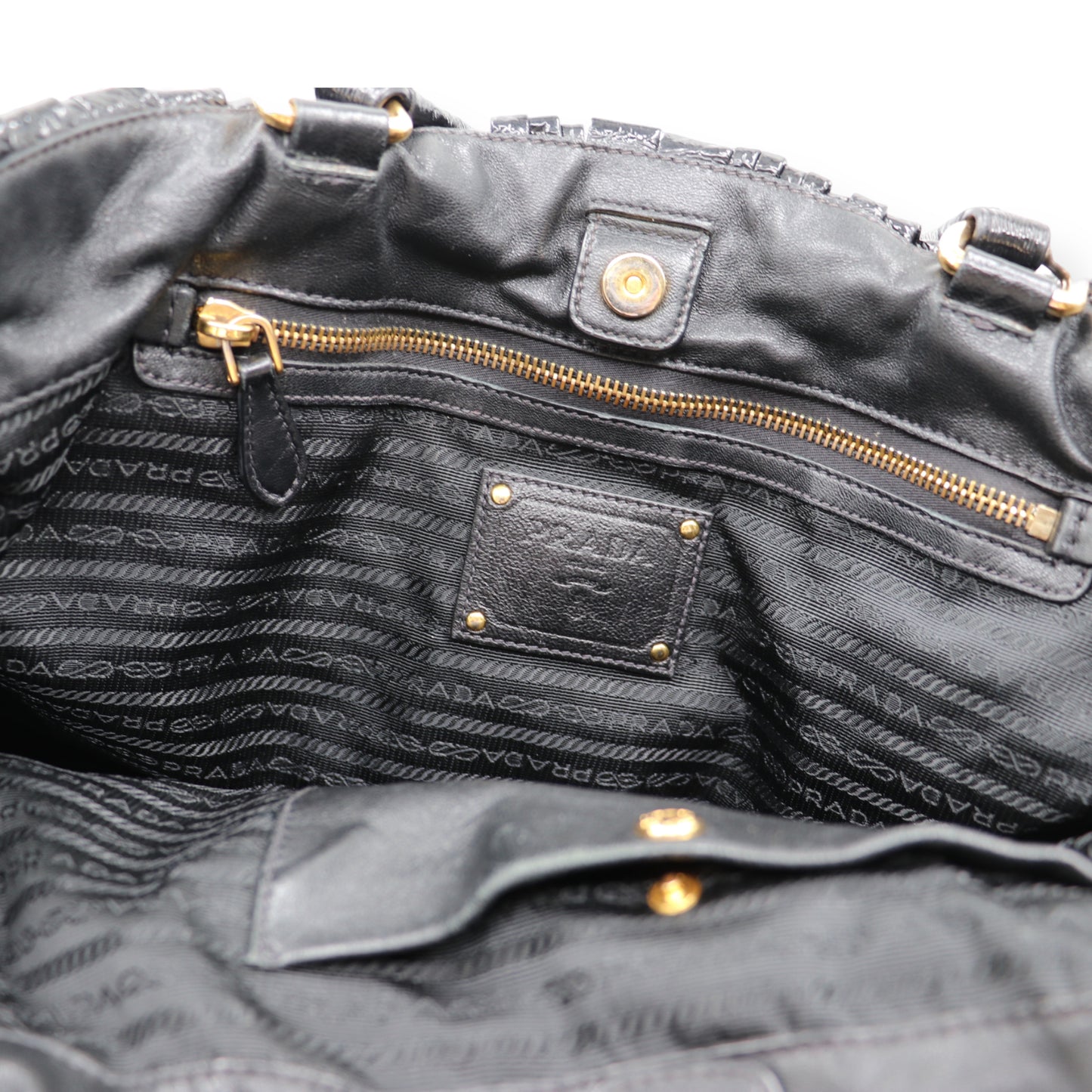 Prada Shopper geflochten schwarz