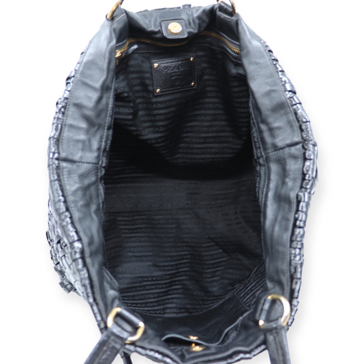 Prada Shopper geflochten schwarz