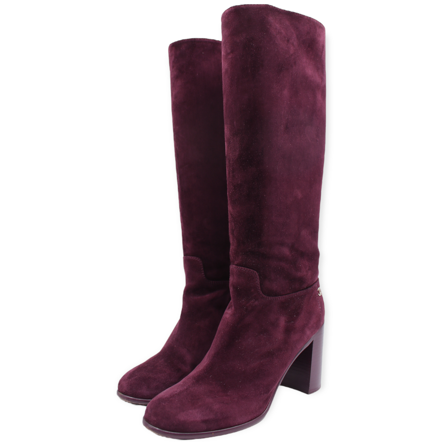 Chanel Stiefel Wildleder dunkelrot