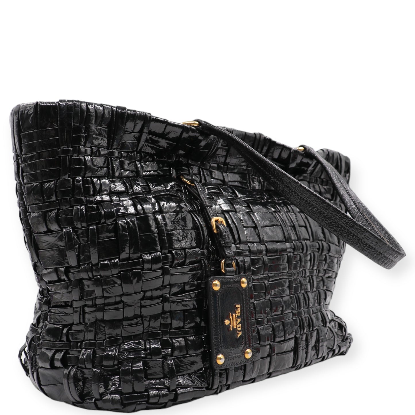Prada Shopper geflochten schwarz