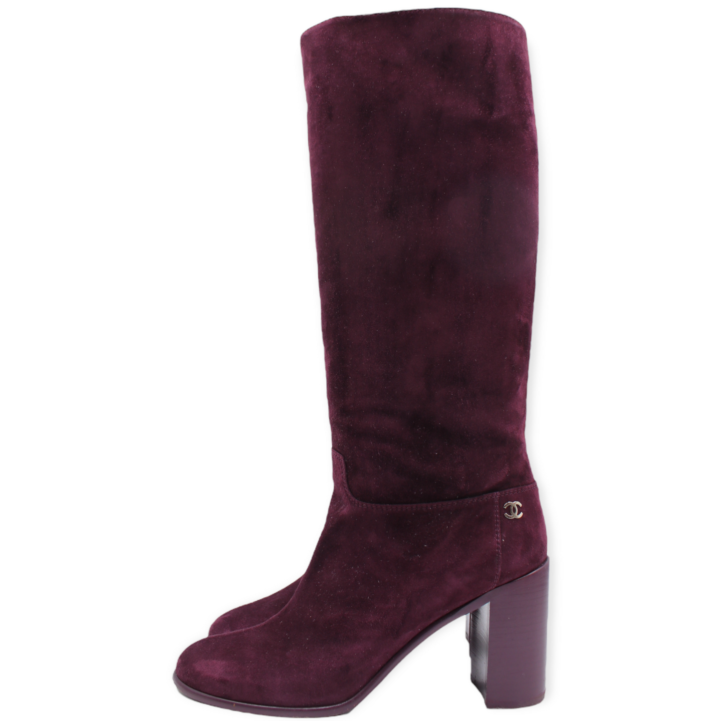 Chanel Stiefel Wildleder dunkelrot