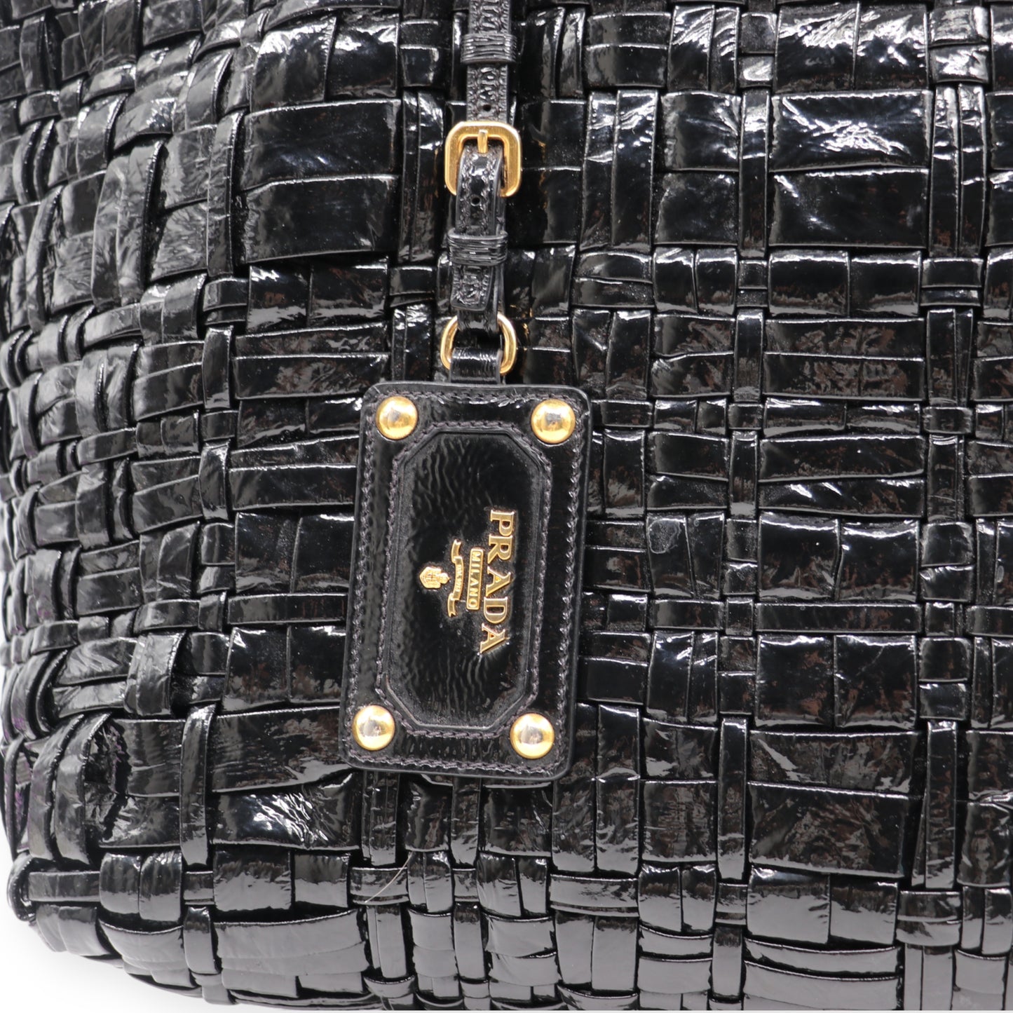 Prada Shopper geflochten schwarz