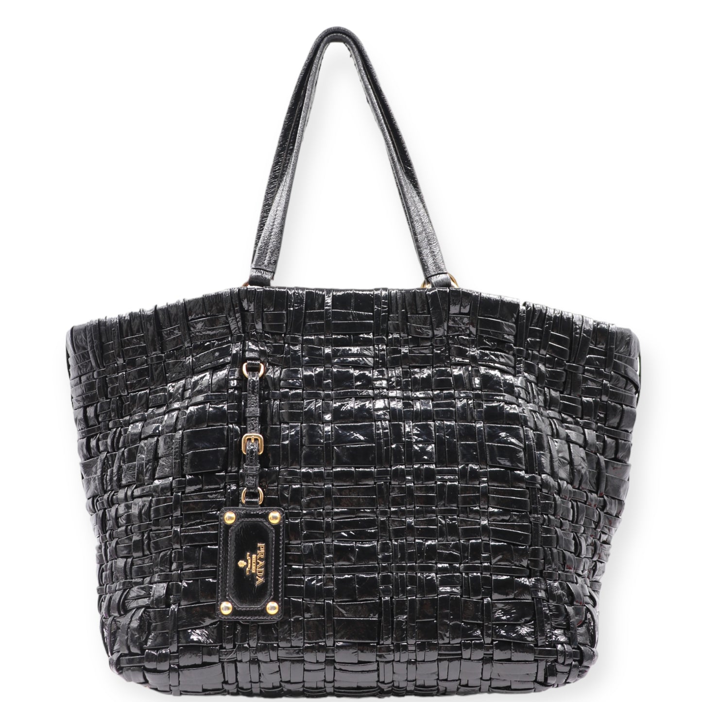 Prada Shopper geflochten schwarz