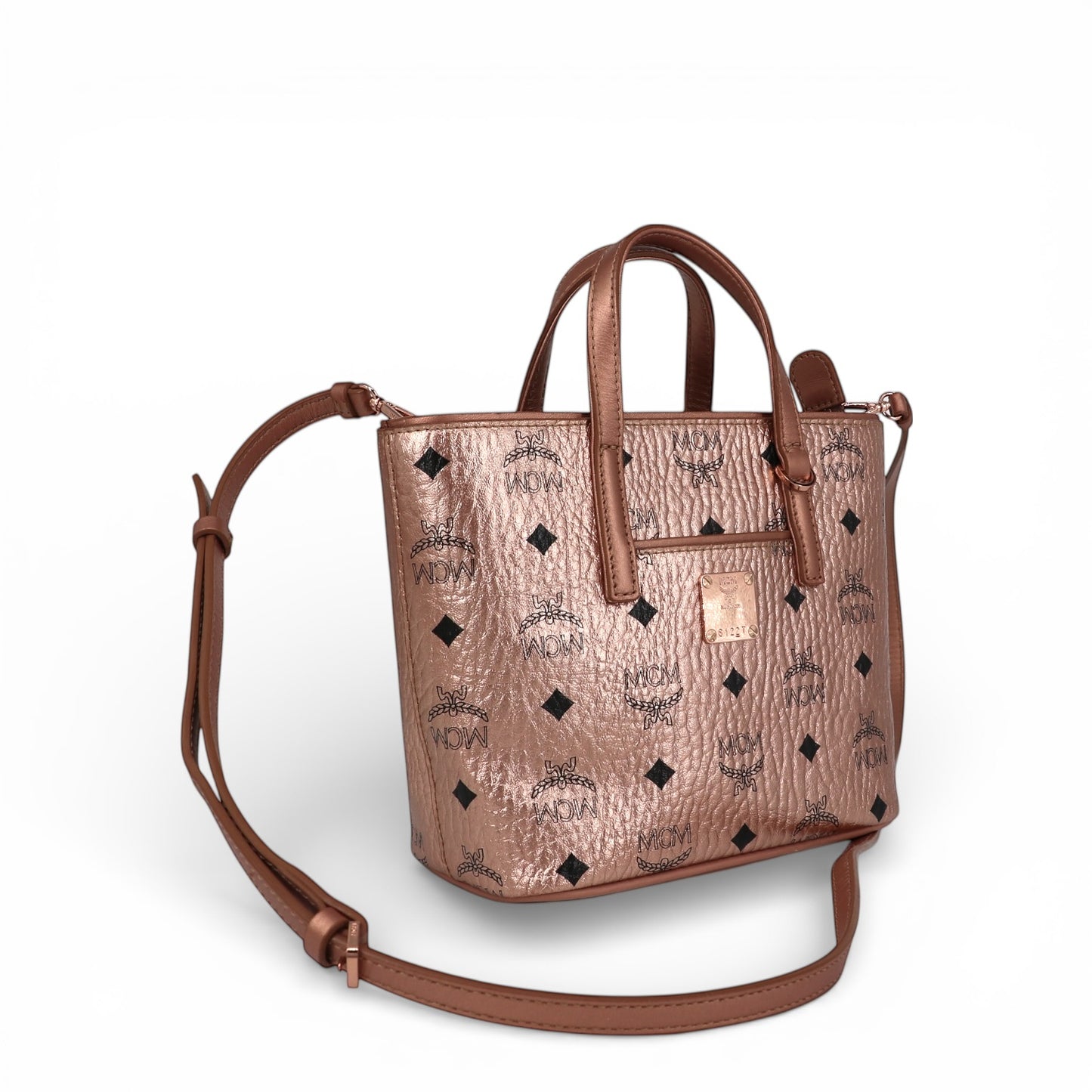 MCM Anya Mini Shopper Visetos Rosé