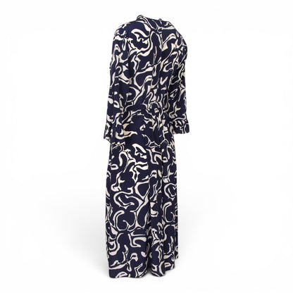 S'Max Mara Kleid Seide marine gemustert Gr. 38