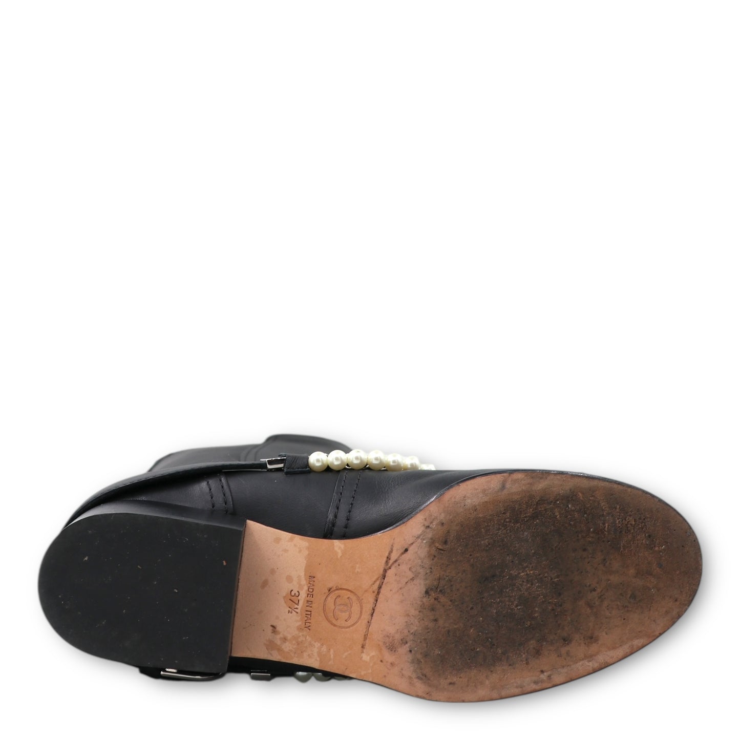 Chanel Stiefel schwarz m. Perlen Gr. 37.5