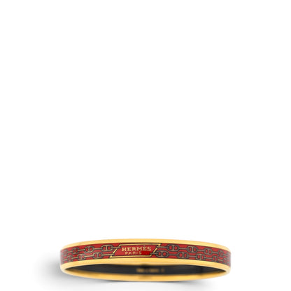 Hermès Emailarmband schmal rot/gold