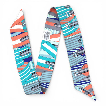 Hermès Twilly "Sangles" blau/lachs