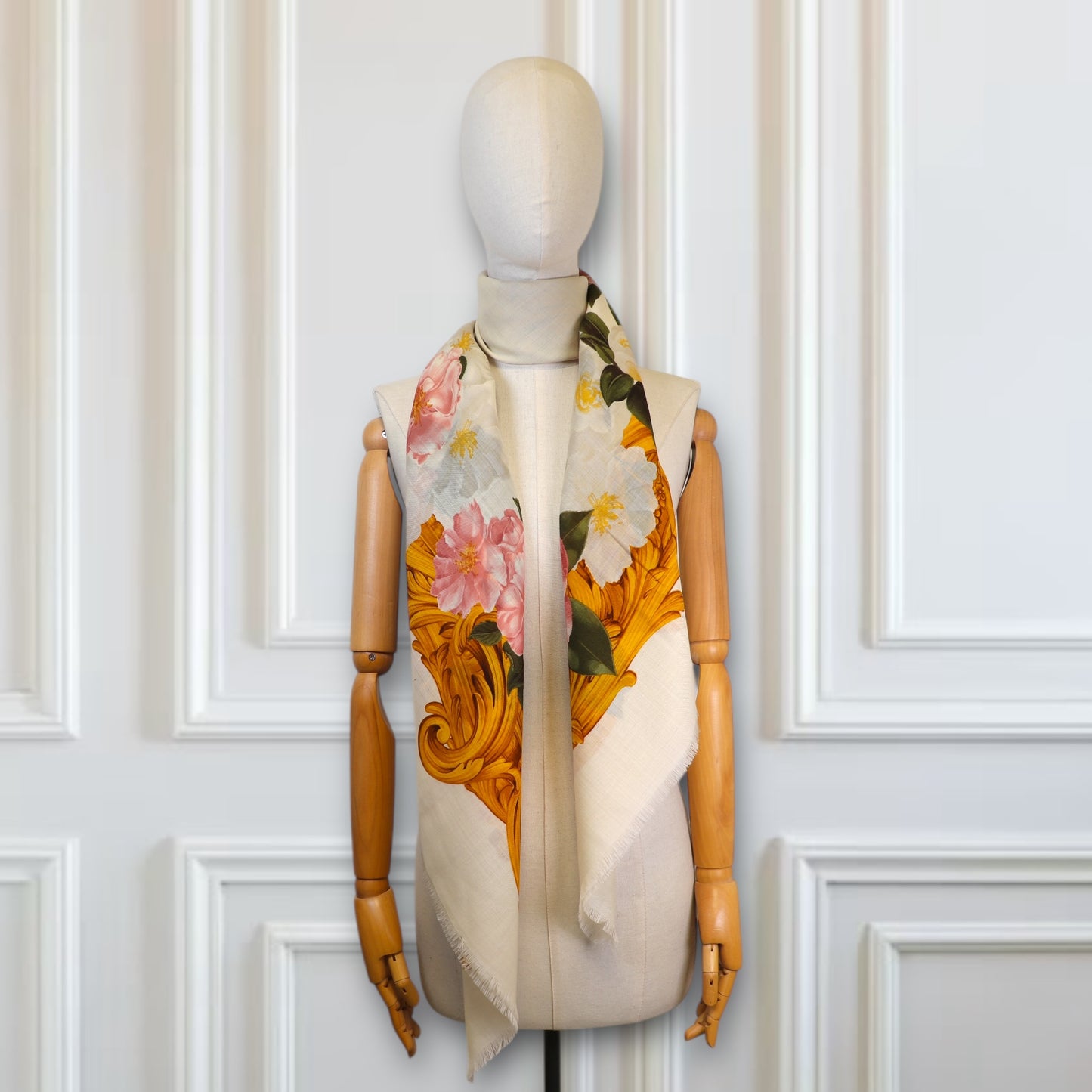 Chanel Schal Wolle/Seide crème gemustert