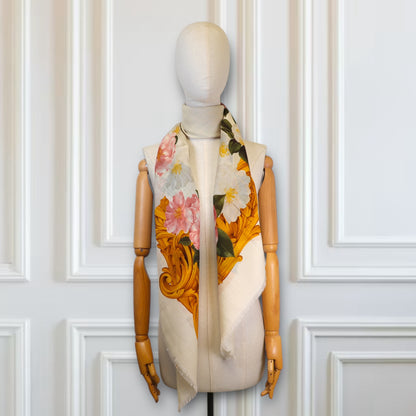 Chanel Schal Wolle/Seide crème gemustert