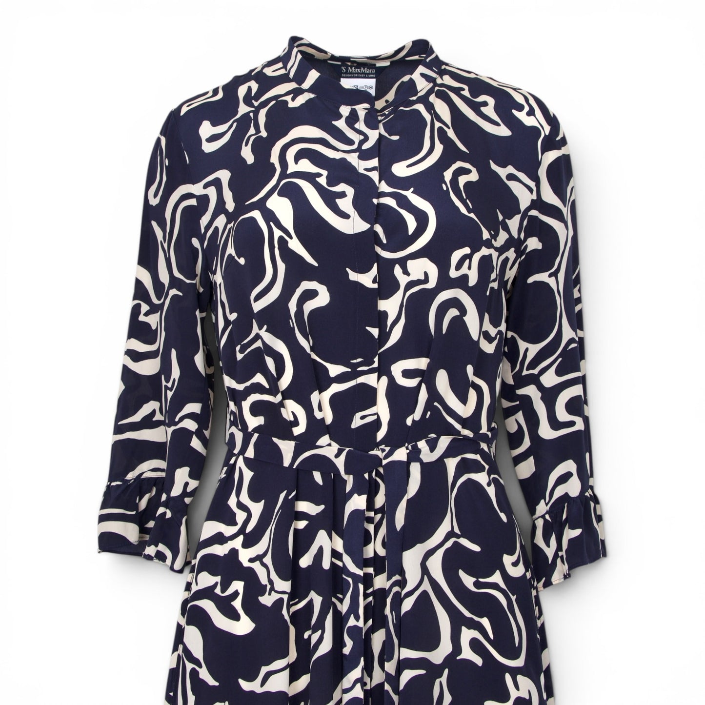 S'Max Mara Kleid Seide marine gemustert Gr. 38