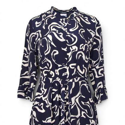 S'Max Mara Kleid Seide marine gemustert Gr. 38