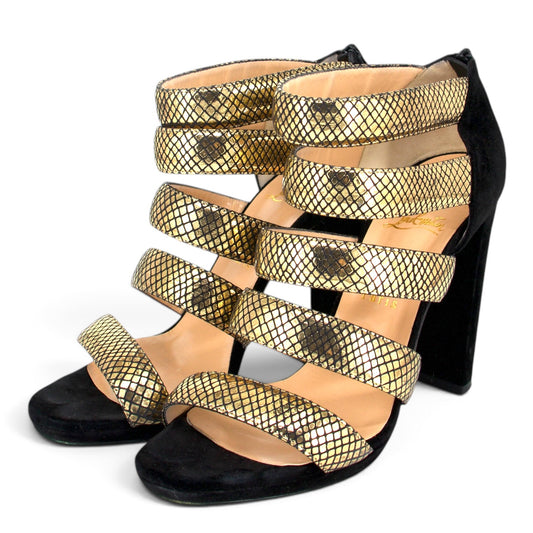 Christian Louboutin Sandalen schwarz/gold Gr. 40