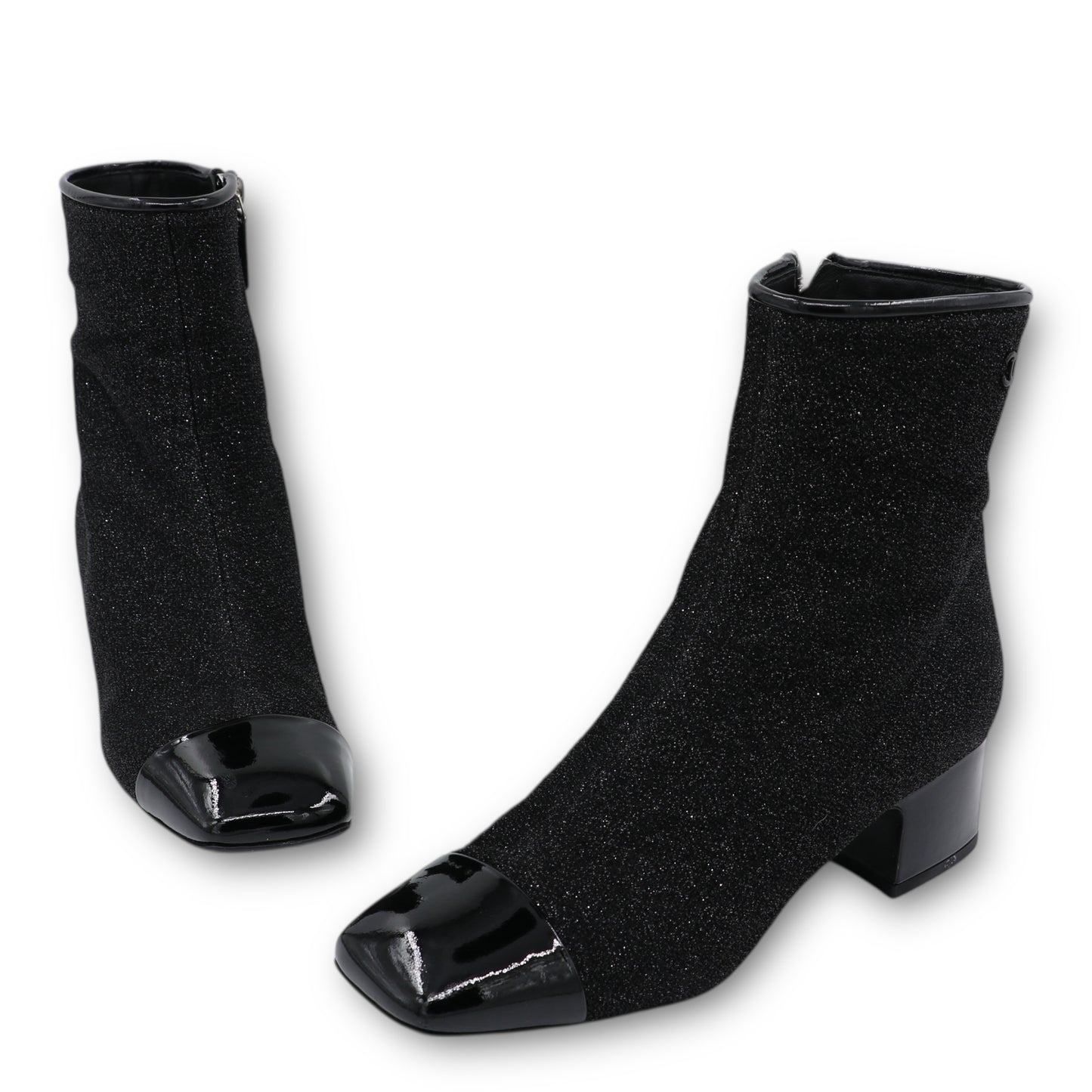 Chanel Stiefeletten schwarz glitzer Gr. 37.5