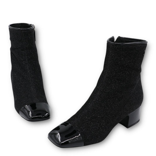 Chanel Stiefeletten schwarz glitzer Gr. 37.5