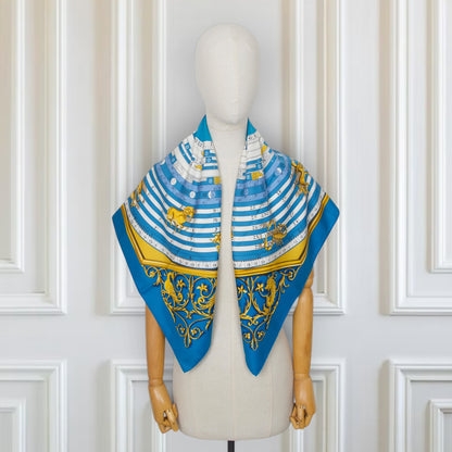 Hermès Carré "Dies et Hore" blau