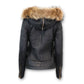 Bally Lederjacke schwarz m. Pelzkragen Gr. 36