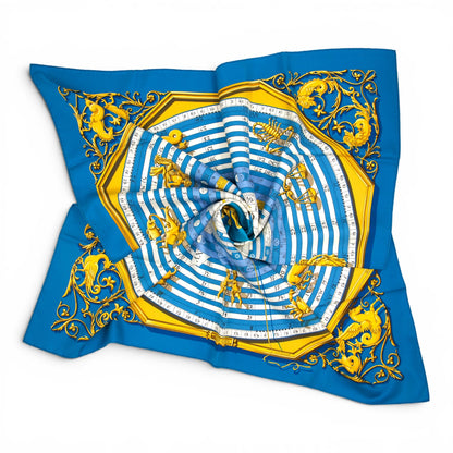 Hermès Carré "Dies et Hore" blau
