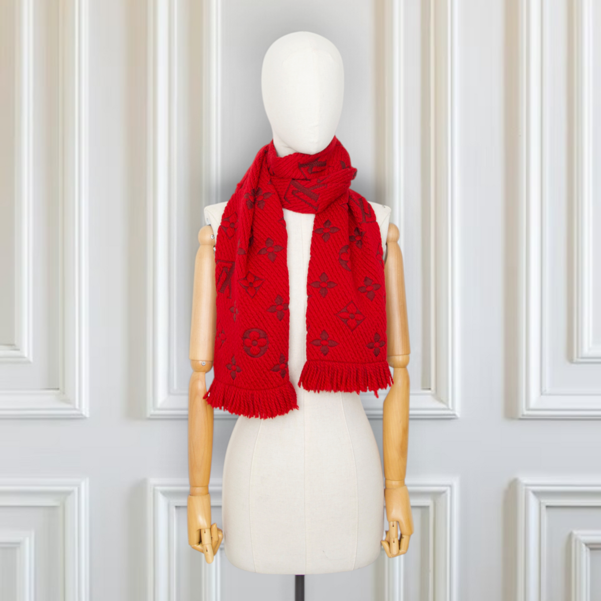 Louis Vuitton Logomania Schal Wolle rot