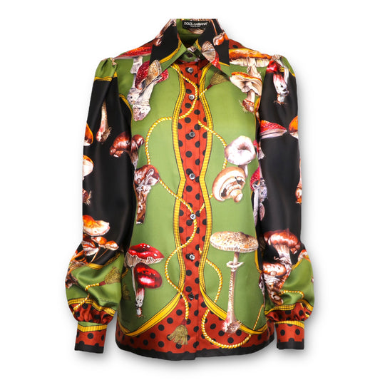 Dolce & Gabbana Seidenbluse m. Pilzen Gr. 34