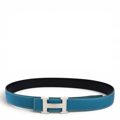 Hermès Wendegürtel bleu jean/schwarz Gr. 80