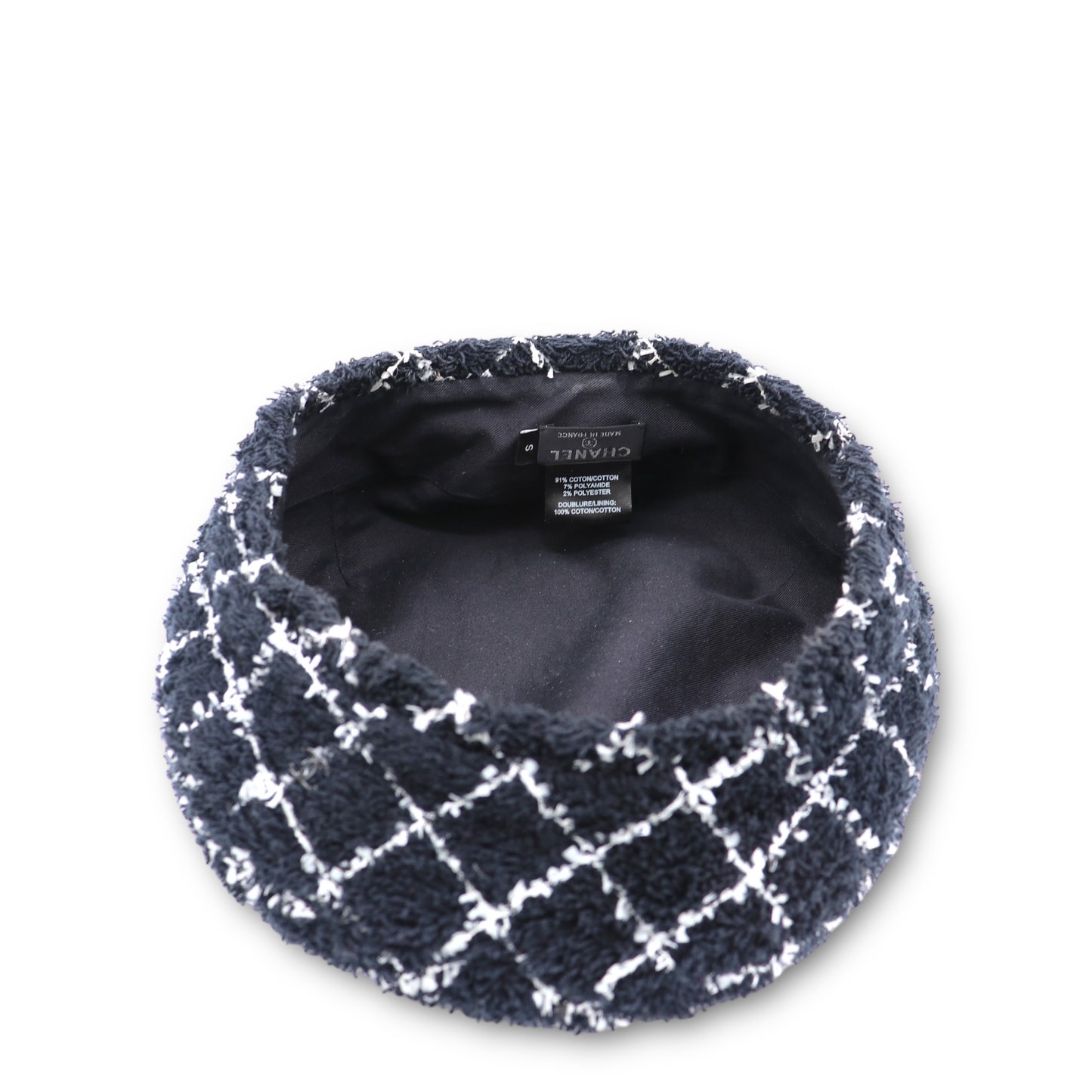 Chanel Beret Tweed marine/weiss Gr. S